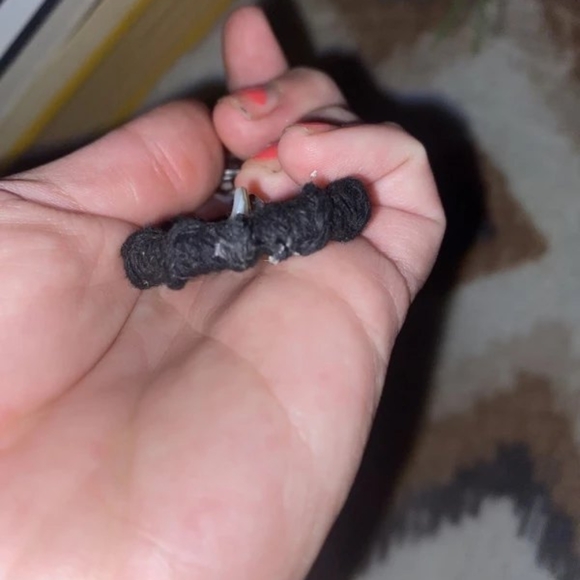 Black Hand Crafted Macrame Keychain Purse Charm with Stones - Picture 5 of 9